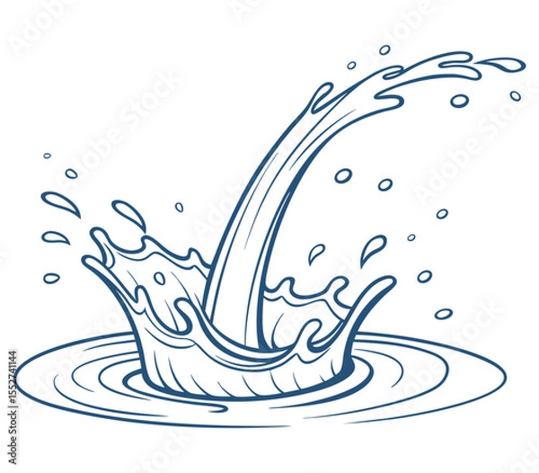 Obraz Flowing water splash isolated on white background, Vector illustration.