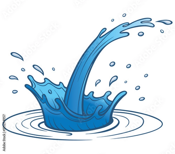 Obraz Flowing water splash isolated on white background, Vector illustration.