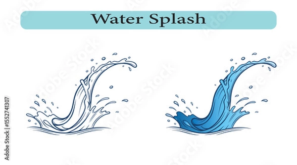 Obraz Flowing water splash isolated on white background, Vector illustration.