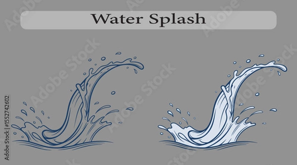 Obraz Flowing water splash isolated on white background, Vector illustration.