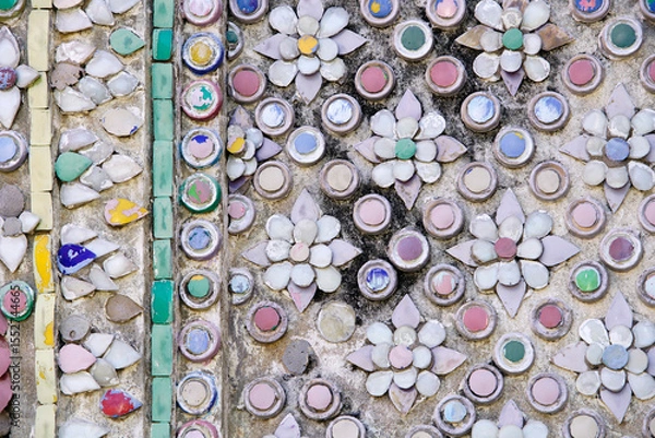 Fototapeta Decorative Mosaic Pattern with Colorful Floral Design Elements