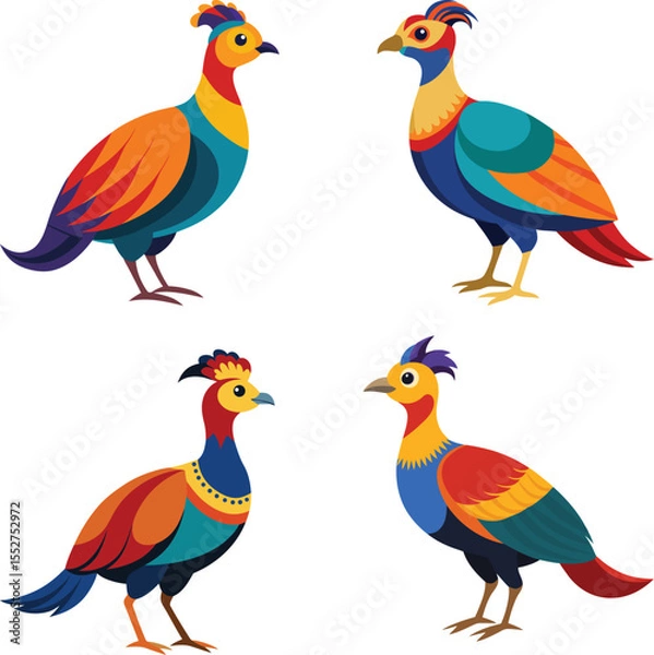 Obraz Cute and colorful vector illustration of Himalayan Monal, Vector graphics design of Himalayan monal, Decorative vector art of Himalayan monal collection