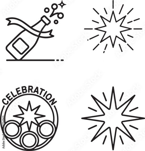 Obraz Celebration Line Art Icon Set | Party, Festive, Event Vector Illustration
