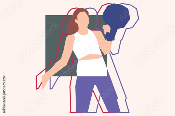Fototapeta A woman is exercising using Kettlebell vector design