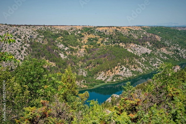 Obraz High angle view of the river canyon in Krka National Park