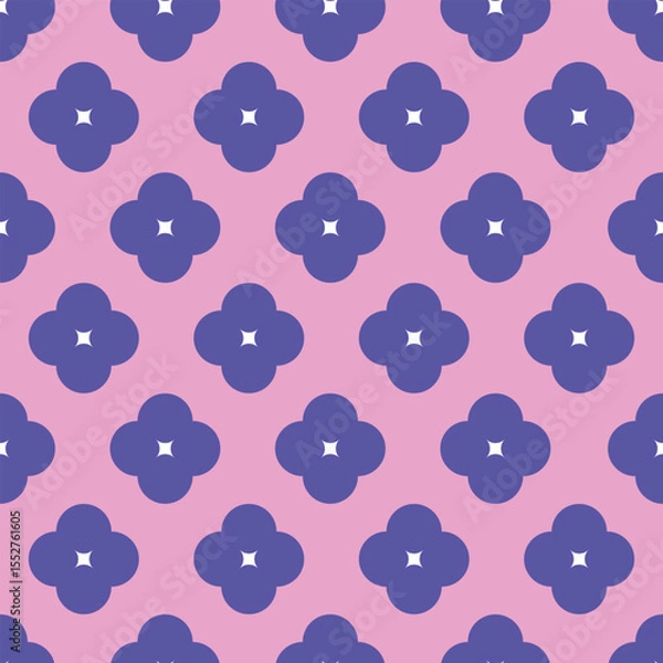 Fototapeta Seamless pattern with stylized four-petal elements in purple
