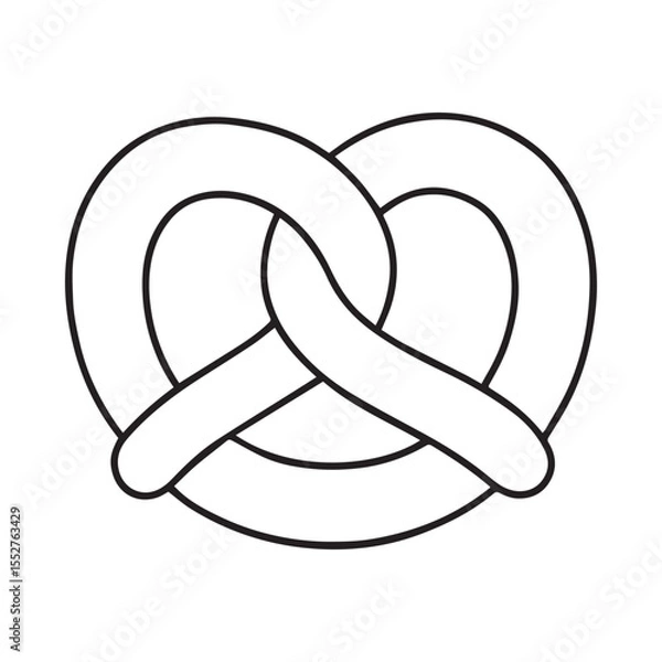 Fototapeta Vector linear black and white illustration of Pretzel Kringle