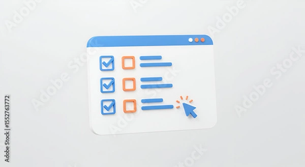 Fototapeta Digital checklist interface with marked entries and interactive cursor element