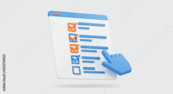 Fototapeta Digital checklist interface on a screen with a cursor completing a task