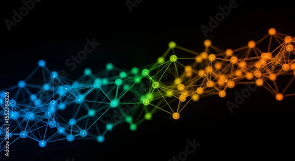 Fototapeta Abstract neural network plexus background, gradient of colors, black backdrop