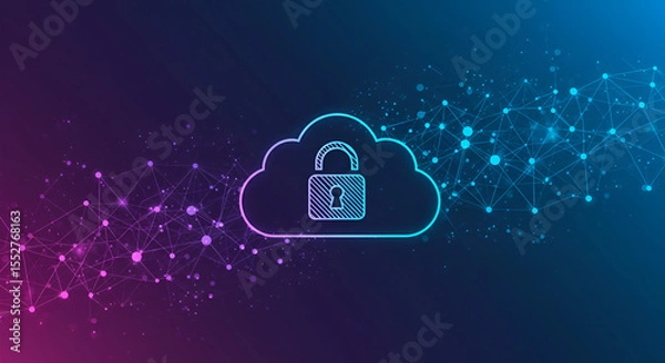 Fototapeta Secure cloud technology abstract background depicting data privacy and protection