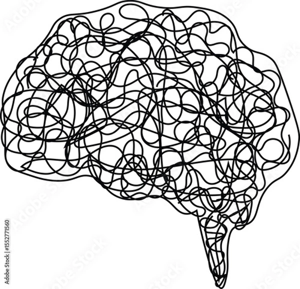 Fototapeta Tangled Lines Forming a Brain Shape