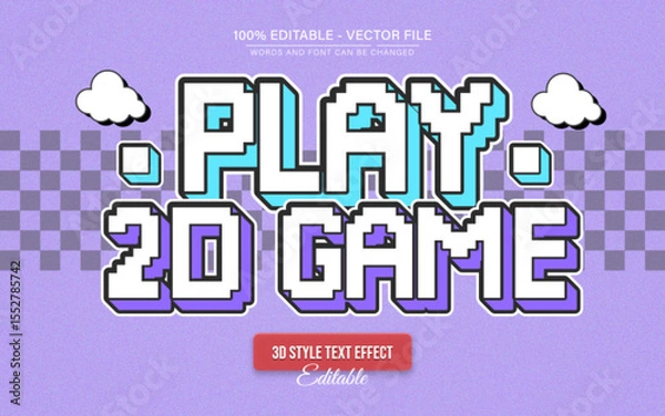 Fototapeta 2D Pixel Game Retro Vintage Text Effect for Poster, Logo and T-Shirt Template