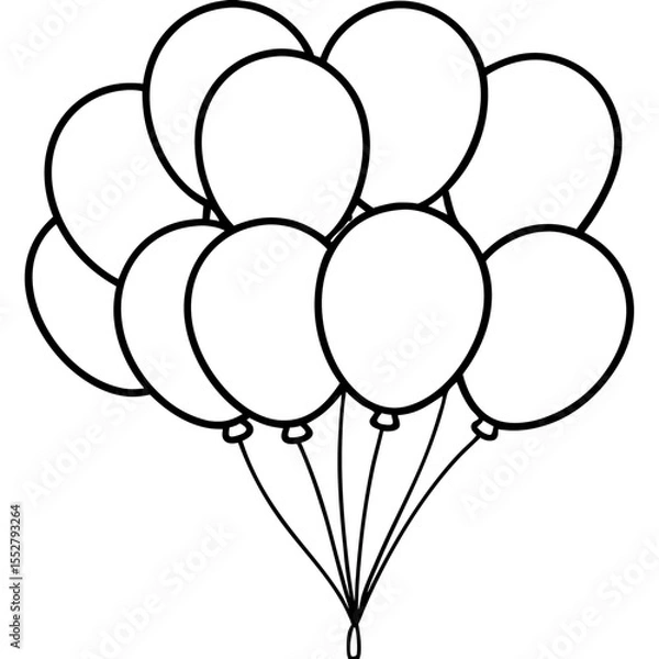 Obraz Minimal Balloon Cluster Line Art