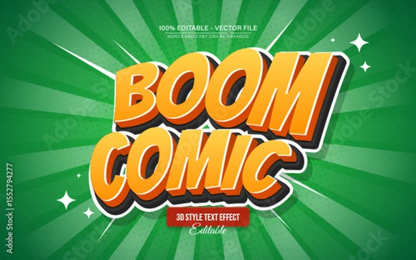 Fototapeta Super Boom Comic 3D Text Effect for Poster, Logo and T-Shirt Template