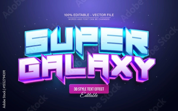 Fototapeta Super galaxy glow bold 3d text effect editable