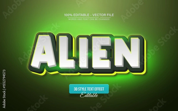 Fototapeta White alien green light 3D text effect