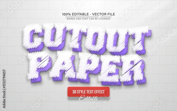 Fototapeta White cut out paper text effect editable