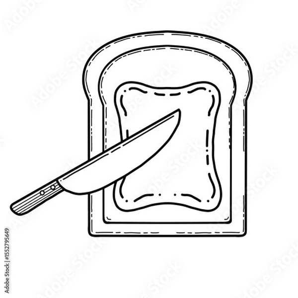Fototapeta Hand drawn doodle style toast with knife and spread outline
