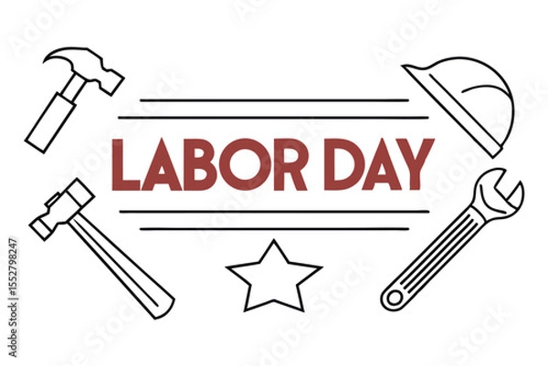 Fototapeta  Happy labor day logo vector illustration.
