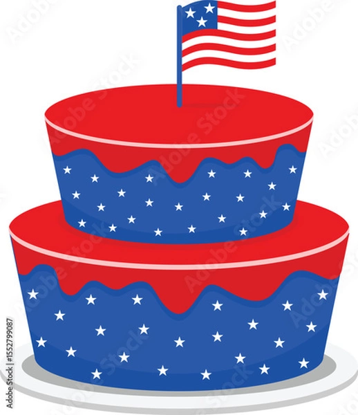 Obraz USA Independence Day cake vector illustration