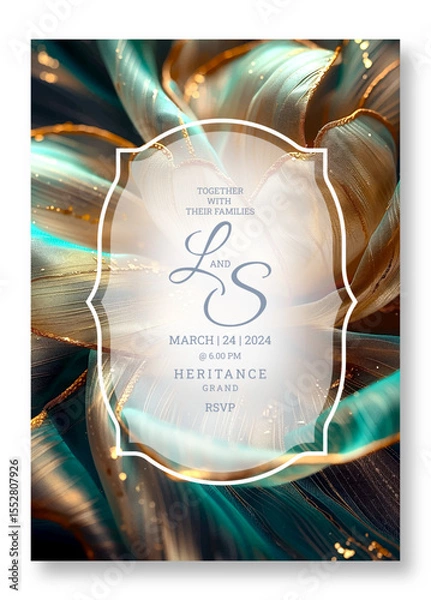 Obraz Colorful leaves art wedding invitation template, business brochure template, wedding invitation template, universal background, versatile vector background, creative brochure template, invitation