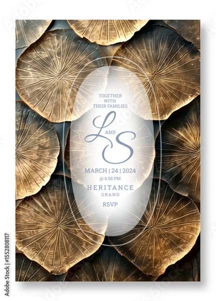 Obraz Dry leaves art wedding invitation template, business brochure template, wedding invitation template, universal background, versatile vector background, creative brochure template, invitation template