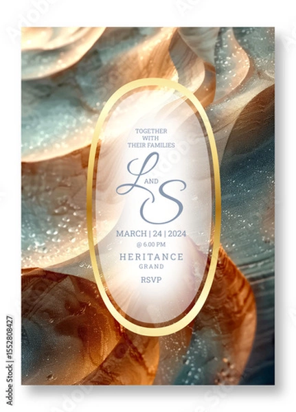 Obraz Luxury leaves art wedding invitation template, business brochure template, wedding invitation template, universal background, versatile vector background, creative brochure template, invitation