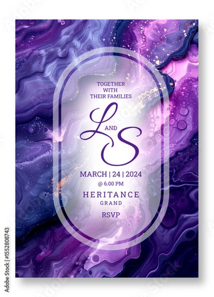 Obraz Purple art wedding invitation template, business brochure template, wedding invitation template, universal background, versatile vector background, creative brochure template, invitation template