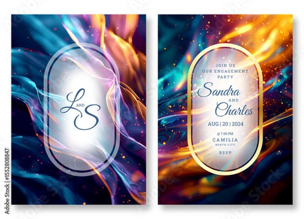 Obraz Wedding invitation template, business brochure template, wedding invitation template, universal background, versatile vector background, creative brochure template, invitation template