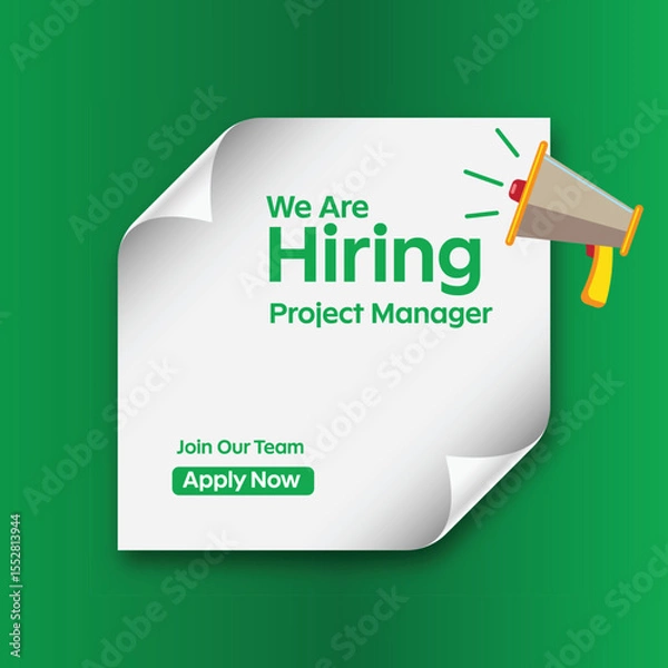 Fototapeta We Are Hiring Project Manager Poster Design – Job Vacancy Announcement Template