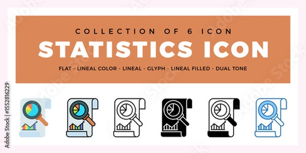 Fototapeta Pack of 6 Vector Statistics icon