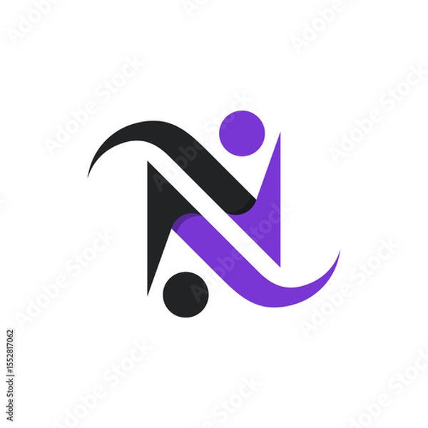 Obraz Dynamic Abstract N Human Flow Logo