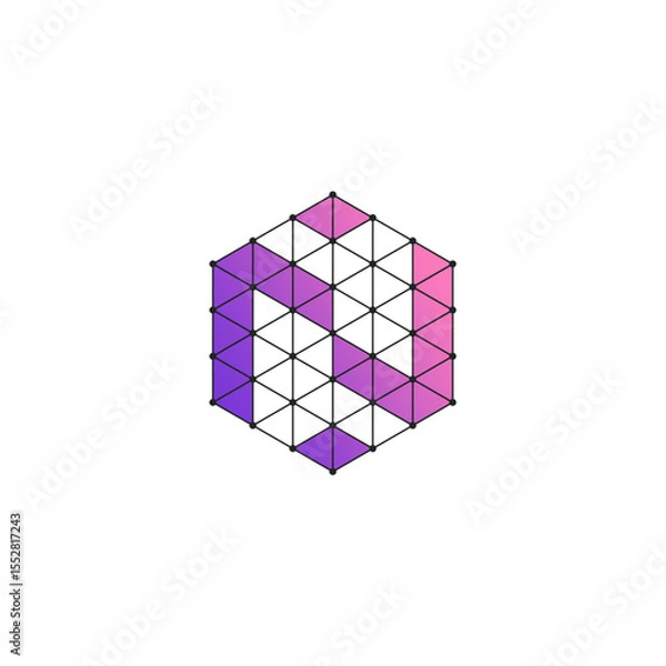 Fototapeta Digital Hexagon Grid Data Network Logo