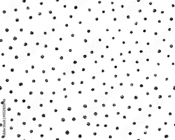 Obraz Crayon polka dot seamless pattern. Cute doodle polkadot texture. Hand drawn chalk scribble round shape background. Baby kids seamless pattern. Vector illustration isolated on white background.