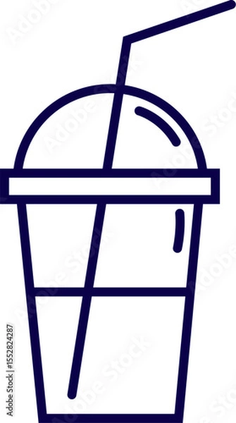 Fototapeta Vector illustration of a Cold coffee. Vector isolated illustration of iced coffee take away cup with straw
