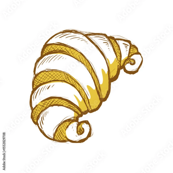 Obraz croissant retro hand drawn illustration