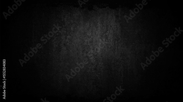 Fototapeta Vector dark grunge texture with diagonal fine lines and distressed edges. Elegant black linear halftone vintage style vignette background.