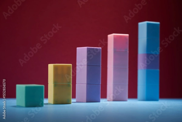 Obraz Colorful Bars Ascending in Height From Shortest to Tallest.