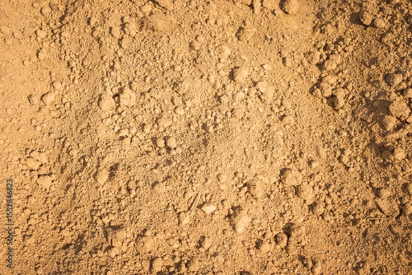 Fototapeta A detailed closeup image showing a cracked piece of dirt soil