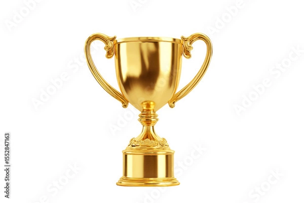Obraz Golden winning golden trophy cup, isolated on transparent background.