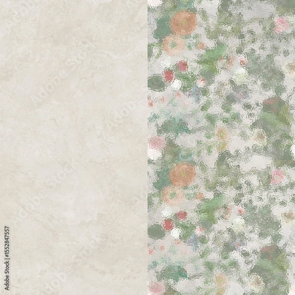 Fototapeta Wallpaper pattern made of cement, stone or marble grunge and some flower or geometries.