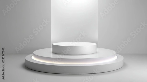 Obraz Elegant product display podium with light, perfect for showcasing items, presentations, and promotions. use cases: product, presentation