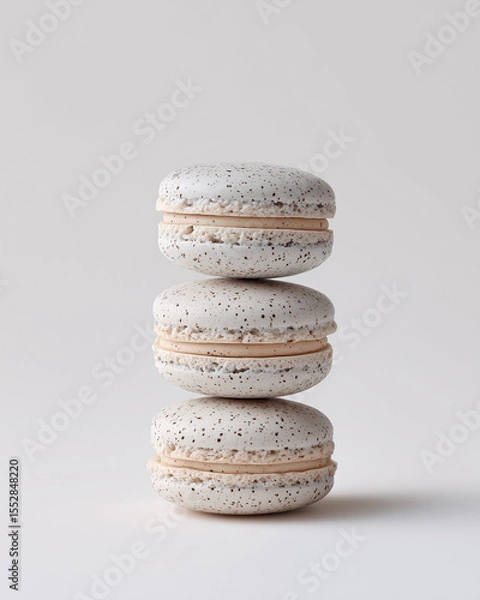 Fototapeta stack of macaroons, grey sesame macarons stacked vertically