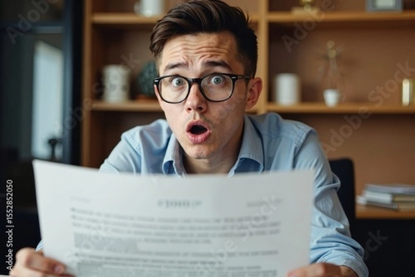 Fototapeta Person Holding Magnifying Glass Discovers Surprising Hidden Fees in Contract