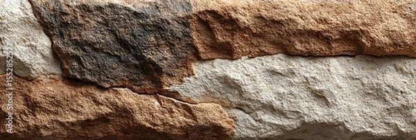 Fototapeta Natural stone surface with varied textures and colors in muted tones showcasing geological features