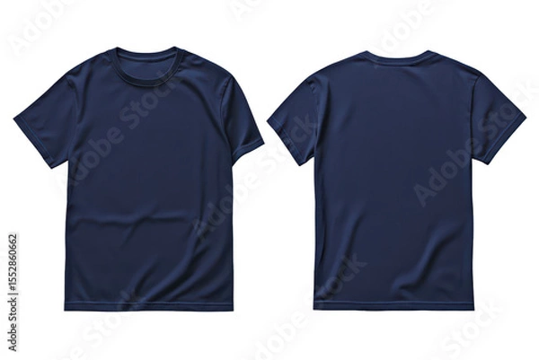 Obraz Blank navy blue t shirt template featuring front and back views suitable for design mockups and apparel printing needs