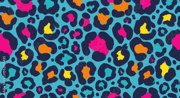Fototapeta Vibrant Colorful Leopard Print Seamless Pattern Design