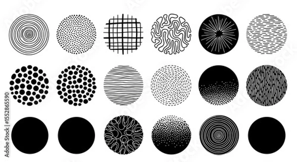 Fototapeta Collection of Hand-Drawn Circular Textures  Versatile Design Elements for Digital Art and Printing