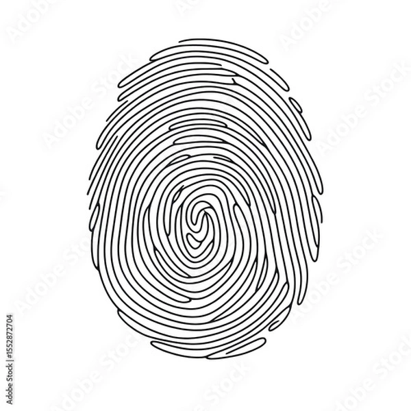 Fototapeta fingerprint  illustration silhouette  .  simple one line drawing . Transparent background png file
